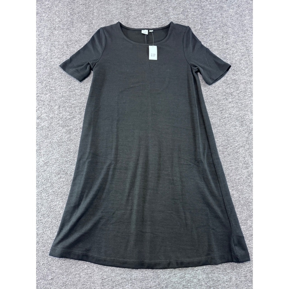 GAP Womens Black Short Sleeve A-Line T-Shirt Dress with Pockets S
